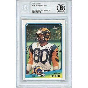 Henry Ellard L.A. Rams Signed 1988 Topps Football Card Beckett BAS Autographed